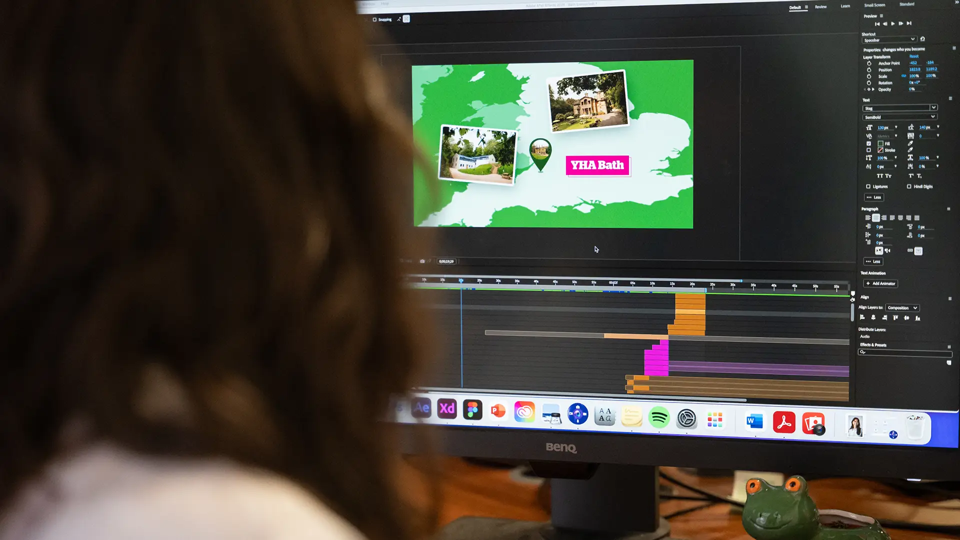 Millie working on the Youth Hostel Association video production.